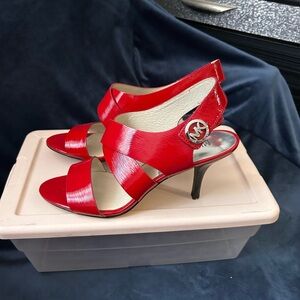 Michael Kors women open heels, bright red, size 8,5